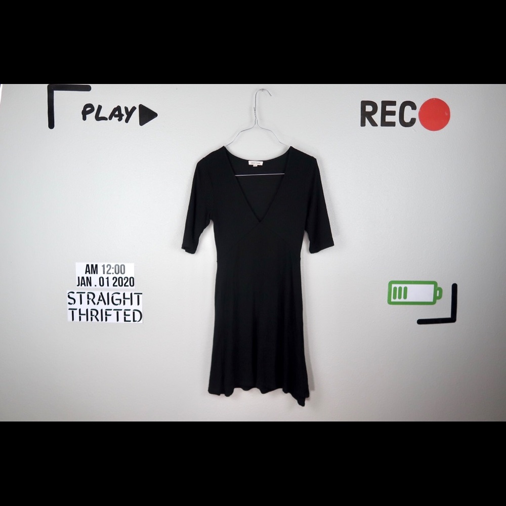 Silence + noise black v neck dress S
